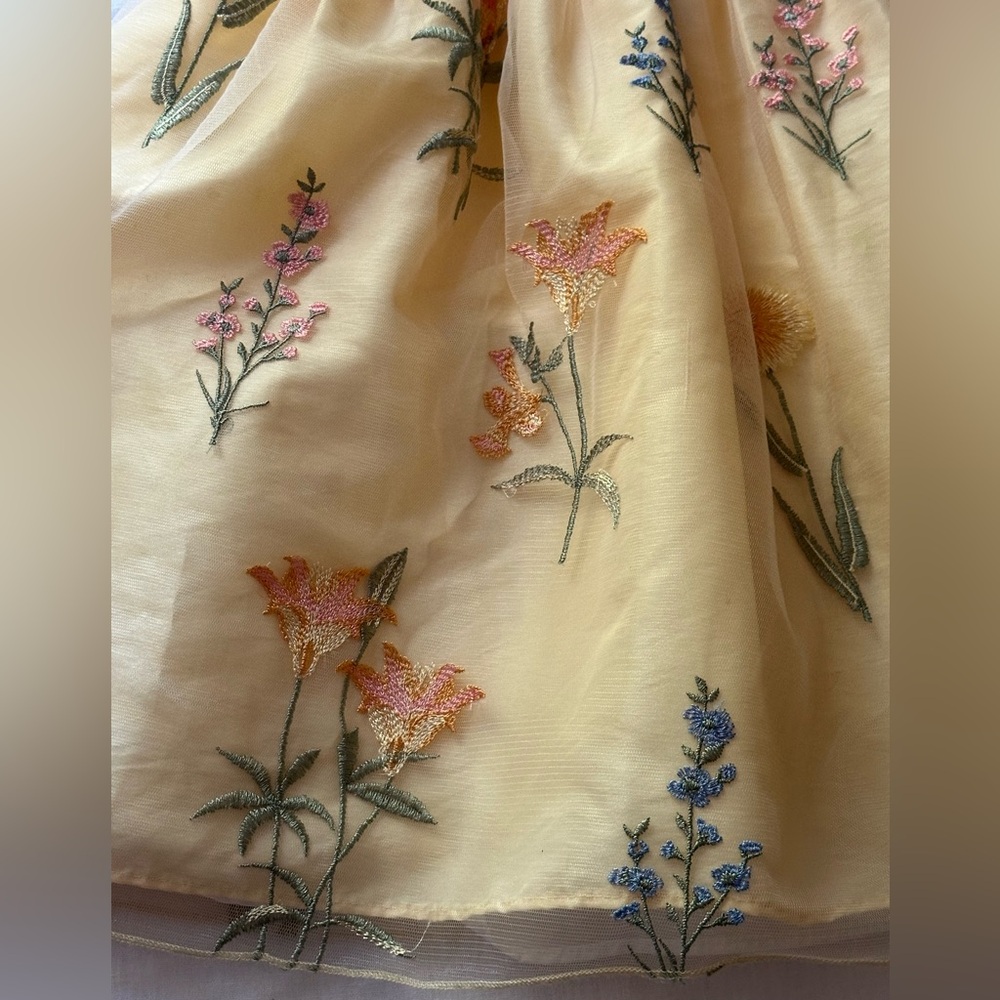 Jayne Copeland Party Dress Wedding Flower Girl Lined Floral Embroidered